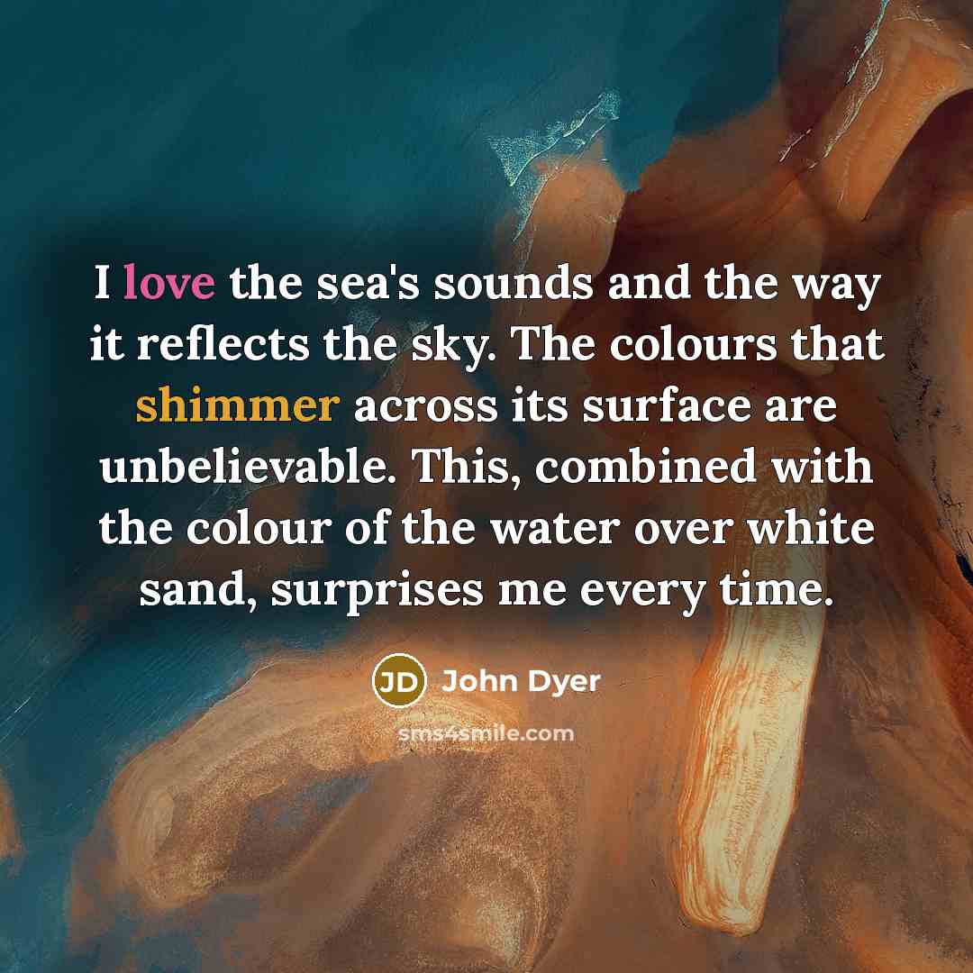 “I love the sea's sounds and the way it reflects…” quote by John Dyer
