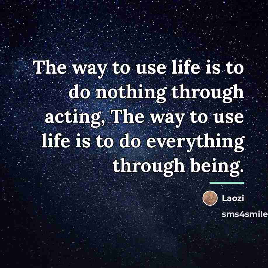 “The way to use life is to do nothing through…” quote by Laozi