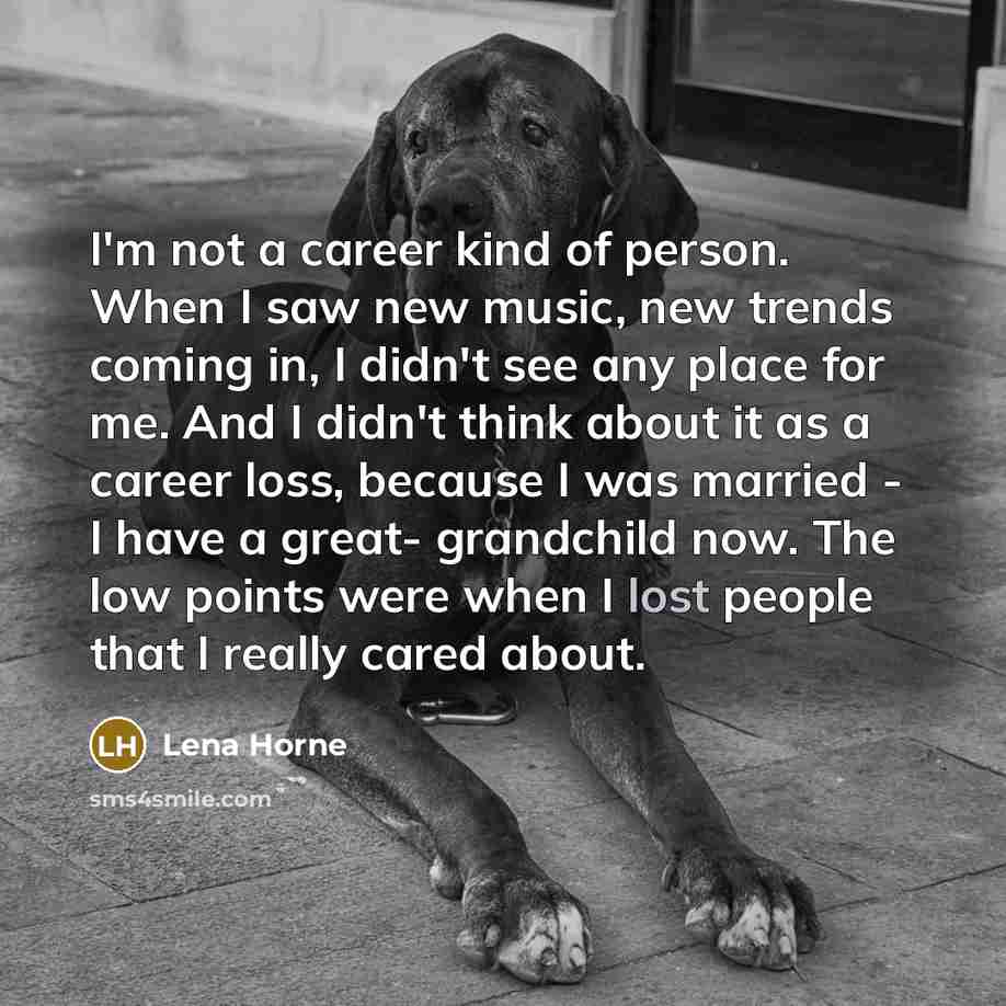 “I'm not a career kind of person. When I saw…” quote by Lena Horne