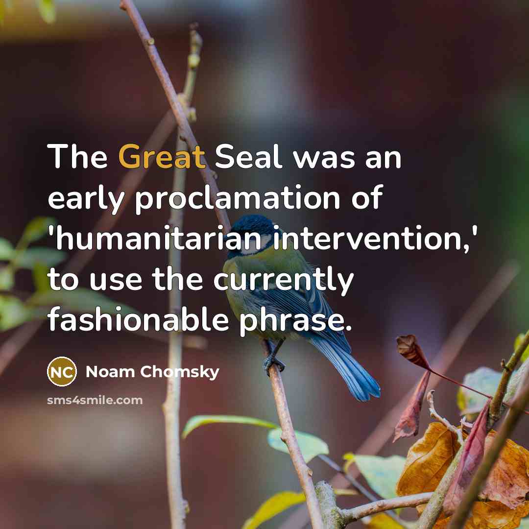 “The Great Seal was an early proclamation of 'humanitarian intervention,'…” quote by Noam Chomsky