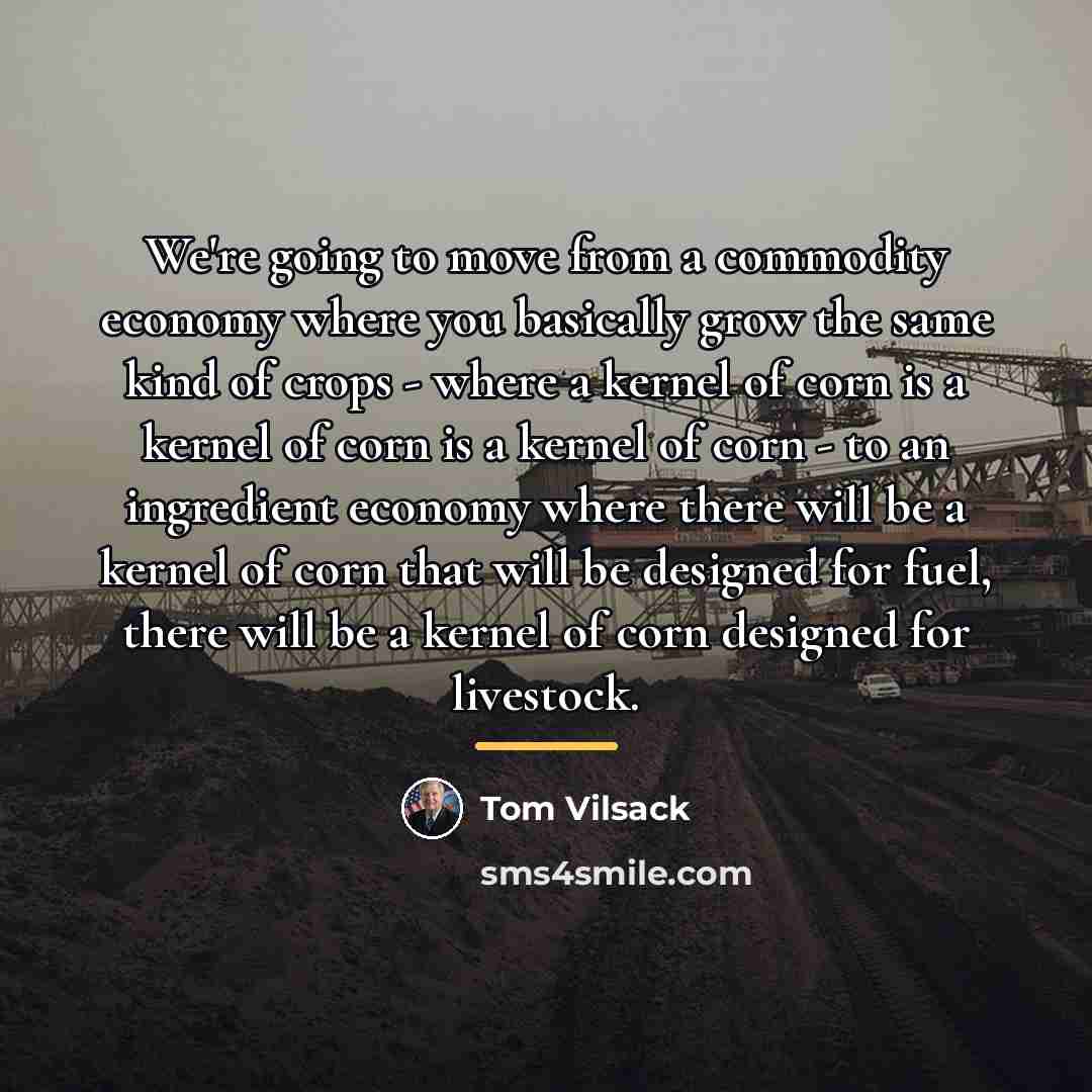 “We're going to move from a commodity economy where you…” quote by Tom Vilsack