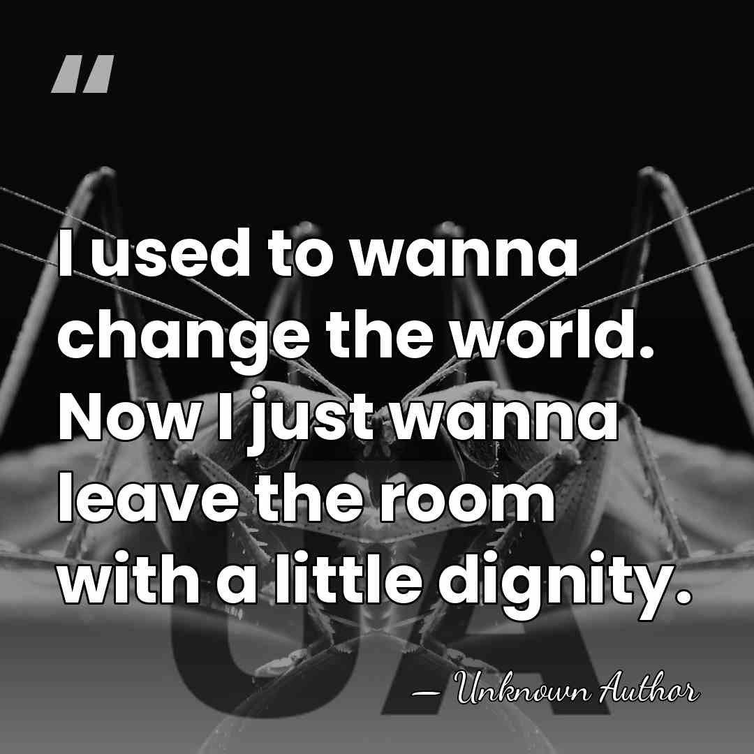 I used to wanna change the world. Now I just wanna leave&hellip; - Unknown Author