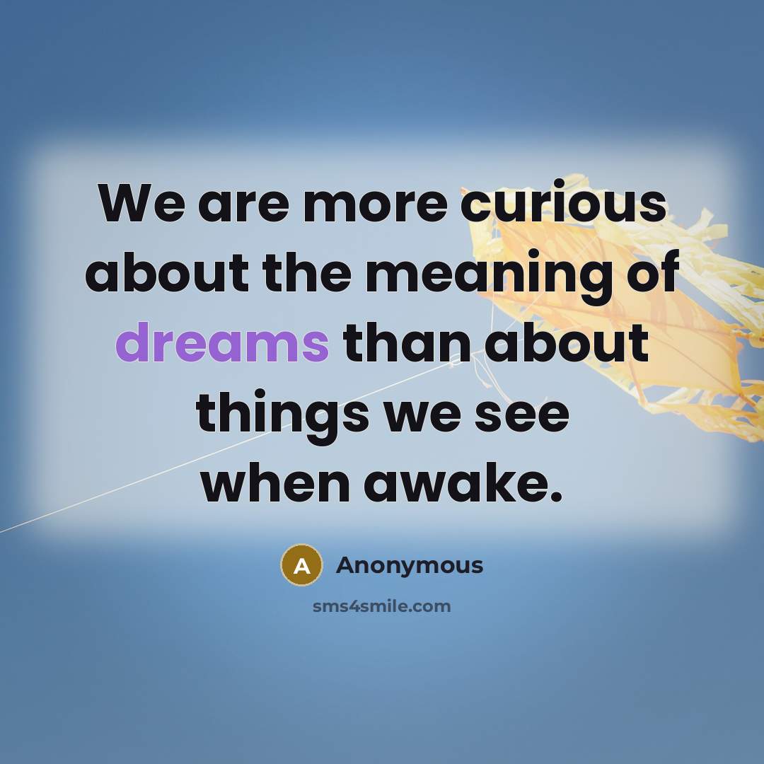 “We are more curious about the meaning of dreams than…” quote by Anonymous