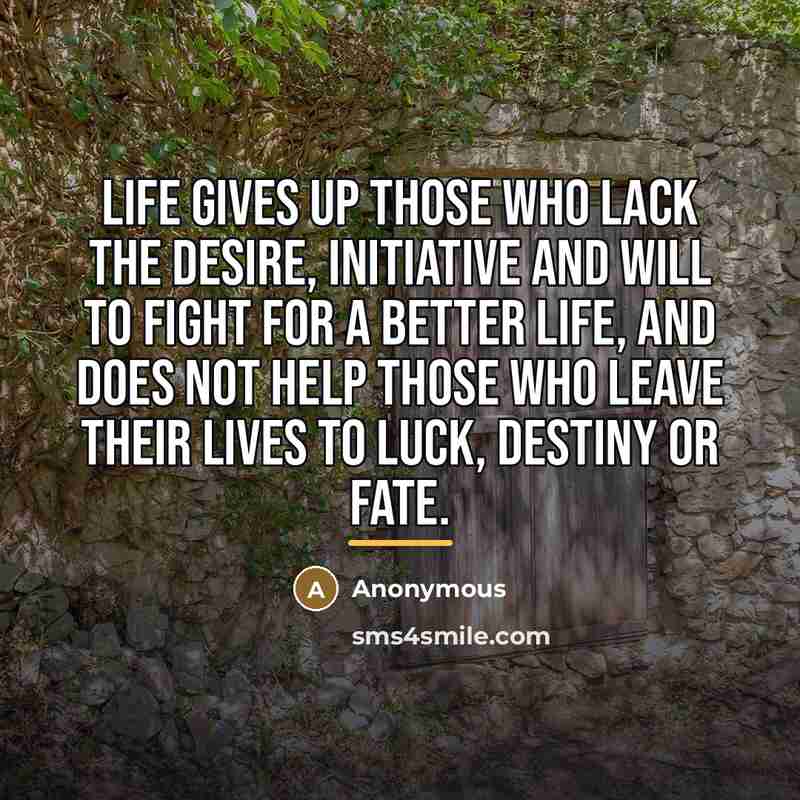 “Life gives up those who lack the desire, initiative and…” quote by Anonymous