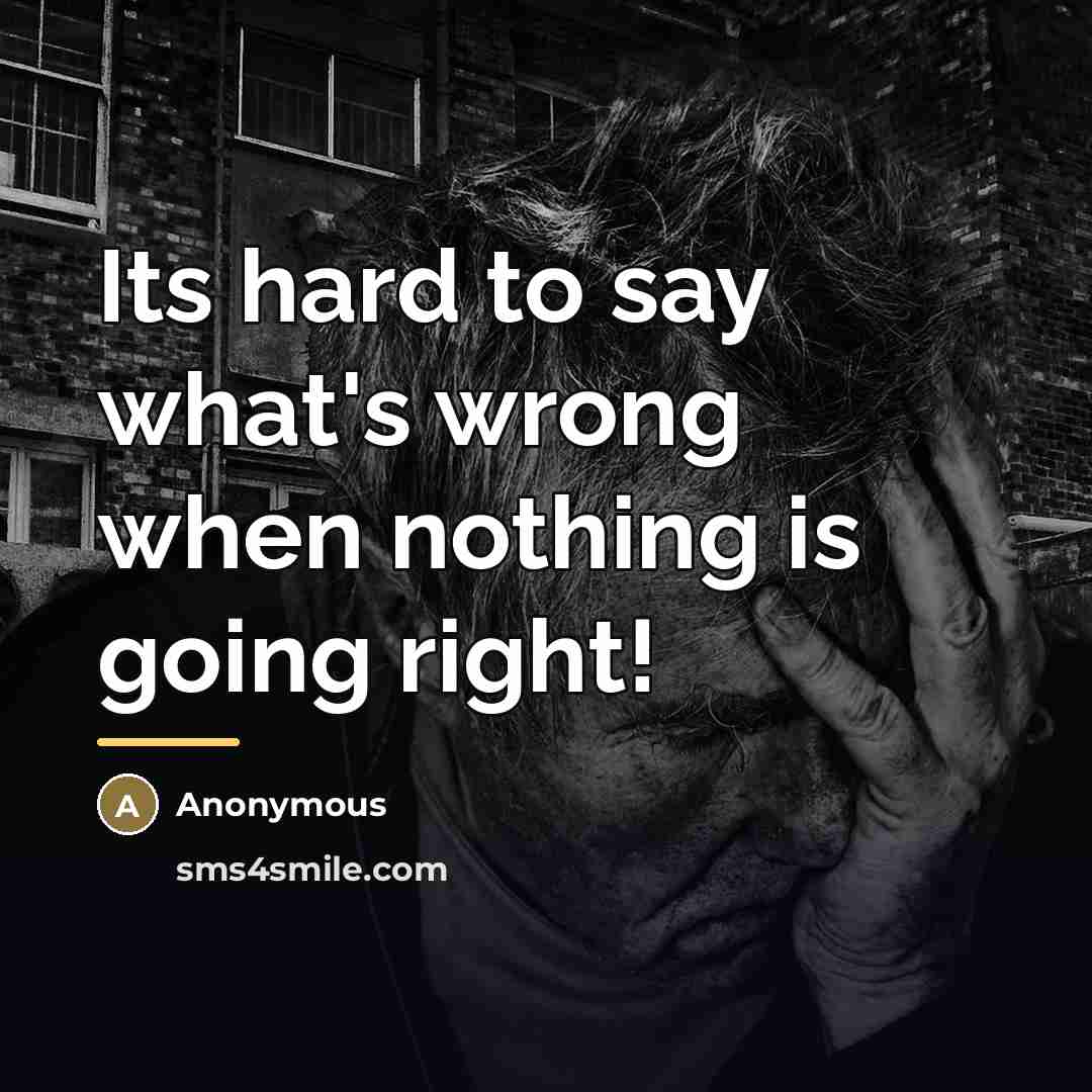 “Its hard to say what's wrong when nothing is going…” quote by Anonymous