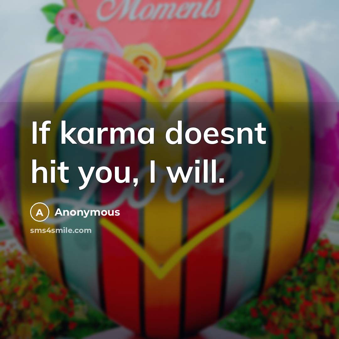 “If karma doesnt hit you, I will.…” quote by Anonymous