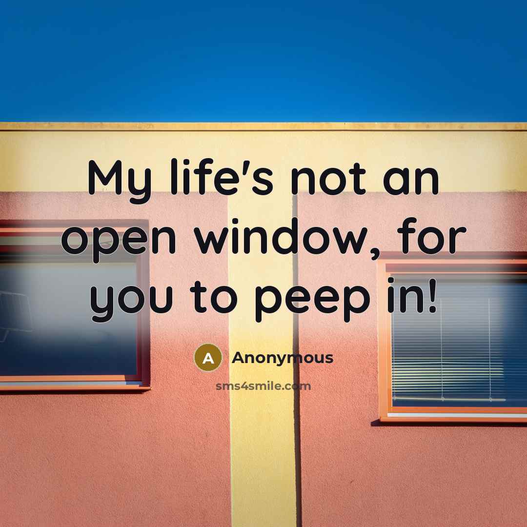 “My life's not an open window, for you to peep…” quote by Anonymous