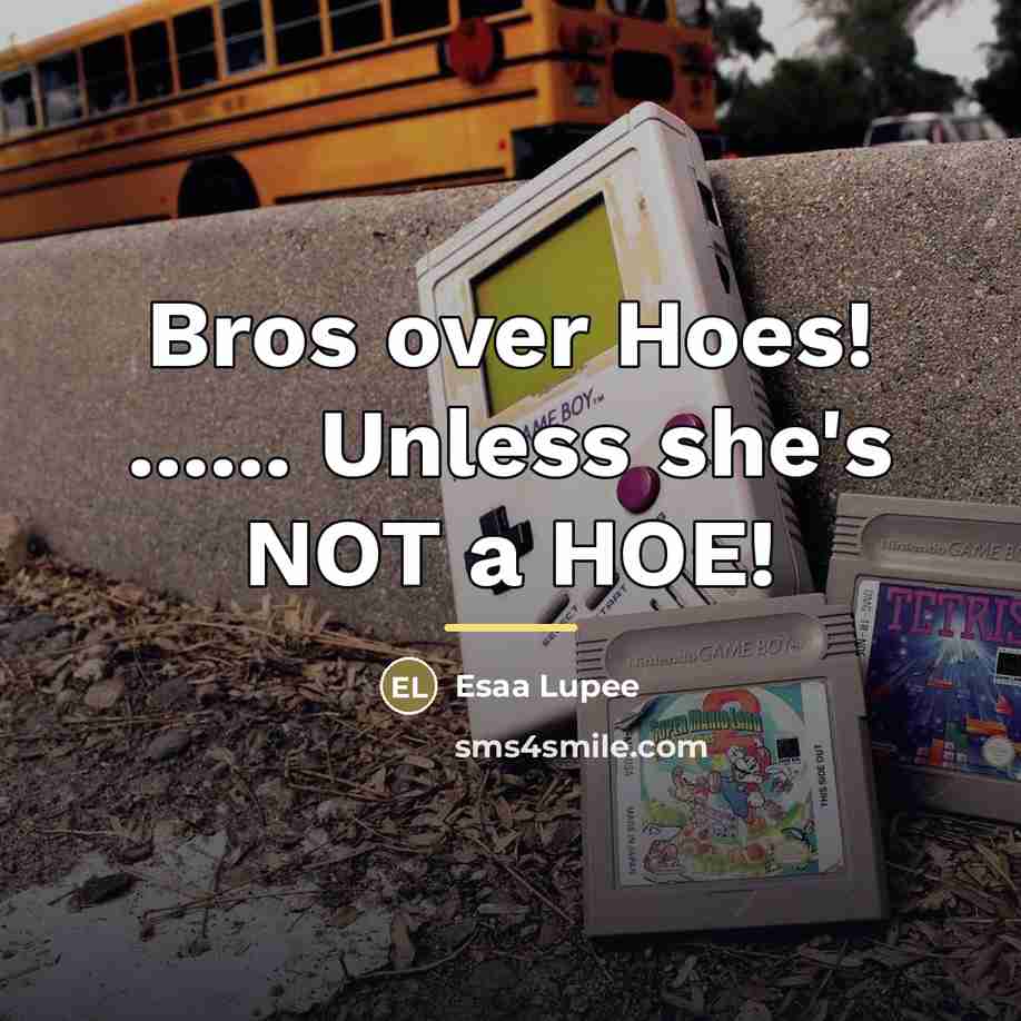 “Bros over Hoes! ...... Unless she's NOT a HOE!…” quote by Esaa Lupee
