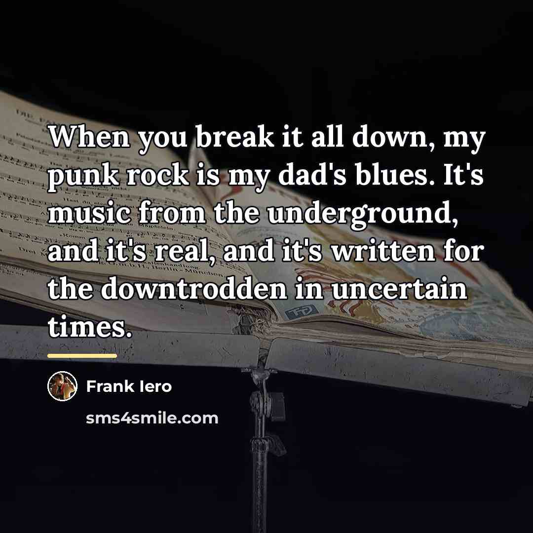 “When you break it all down, my punk rock is…” quote by Frank Iero
