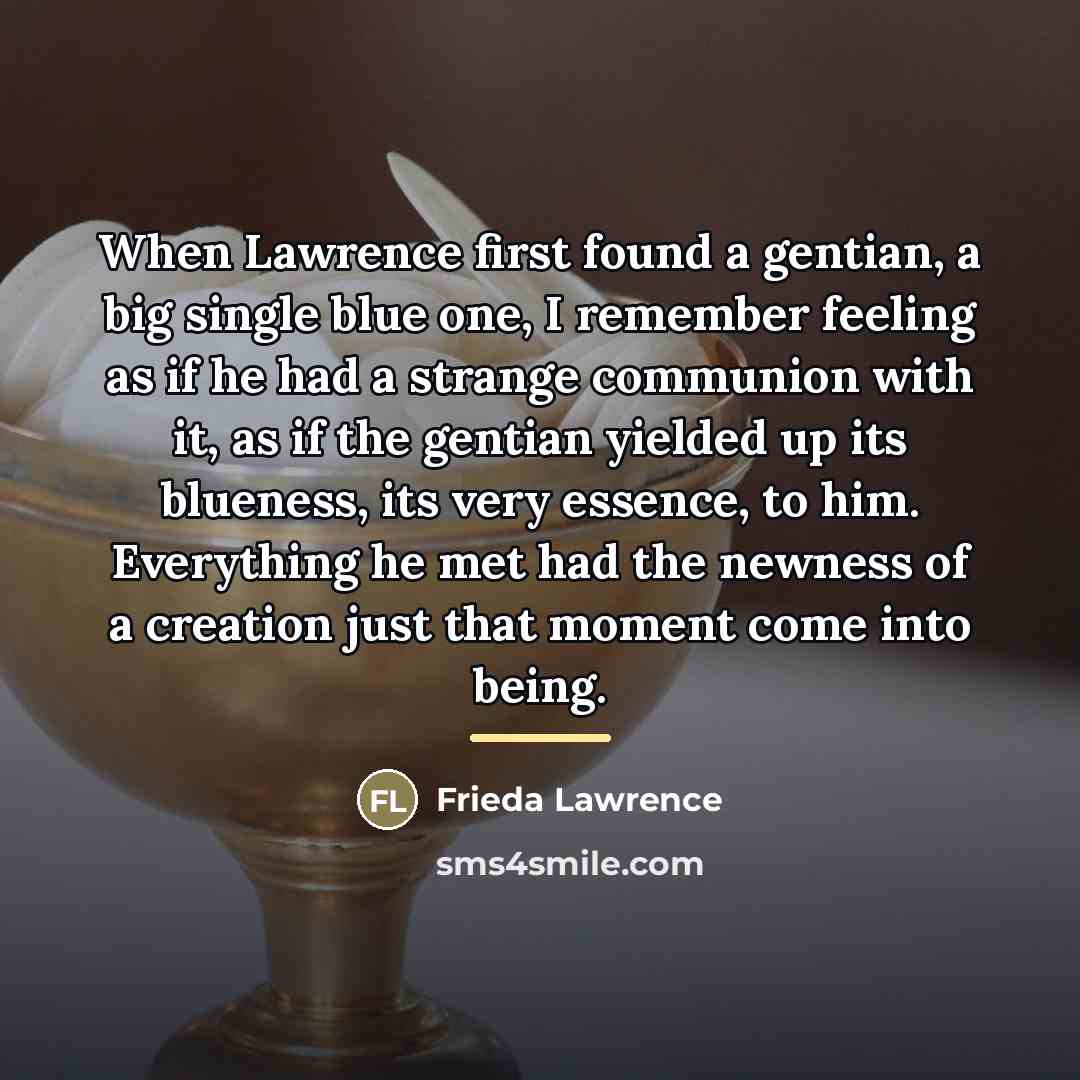 “When Lawrence first found a gentian, a big single blue…” quote by Frieda Lawrence