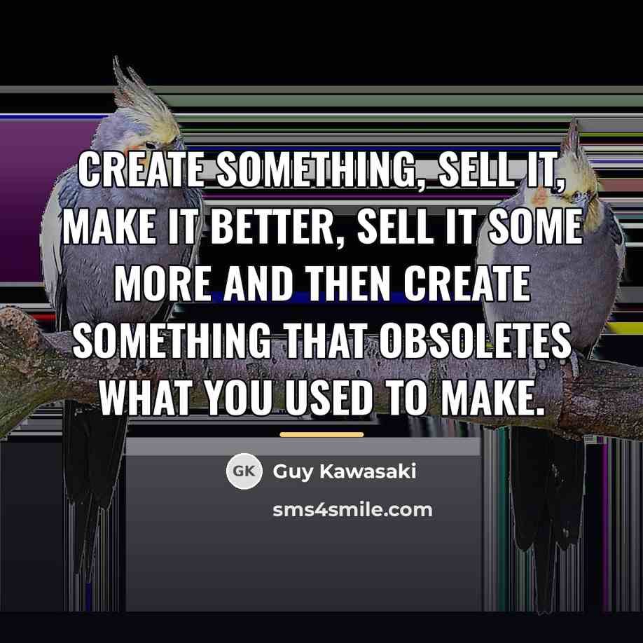 “Create something, sell it, make it better, sell it some…” quote by Guy Kawasaki
