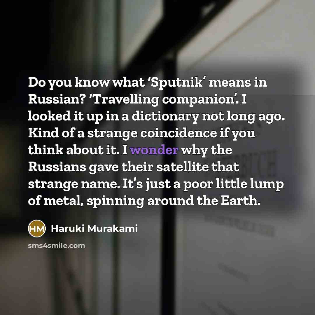 “Do you know what ‘Sputnik’ means in Russian? ‘Travelling companion’.…” quote by Haruki Murakami