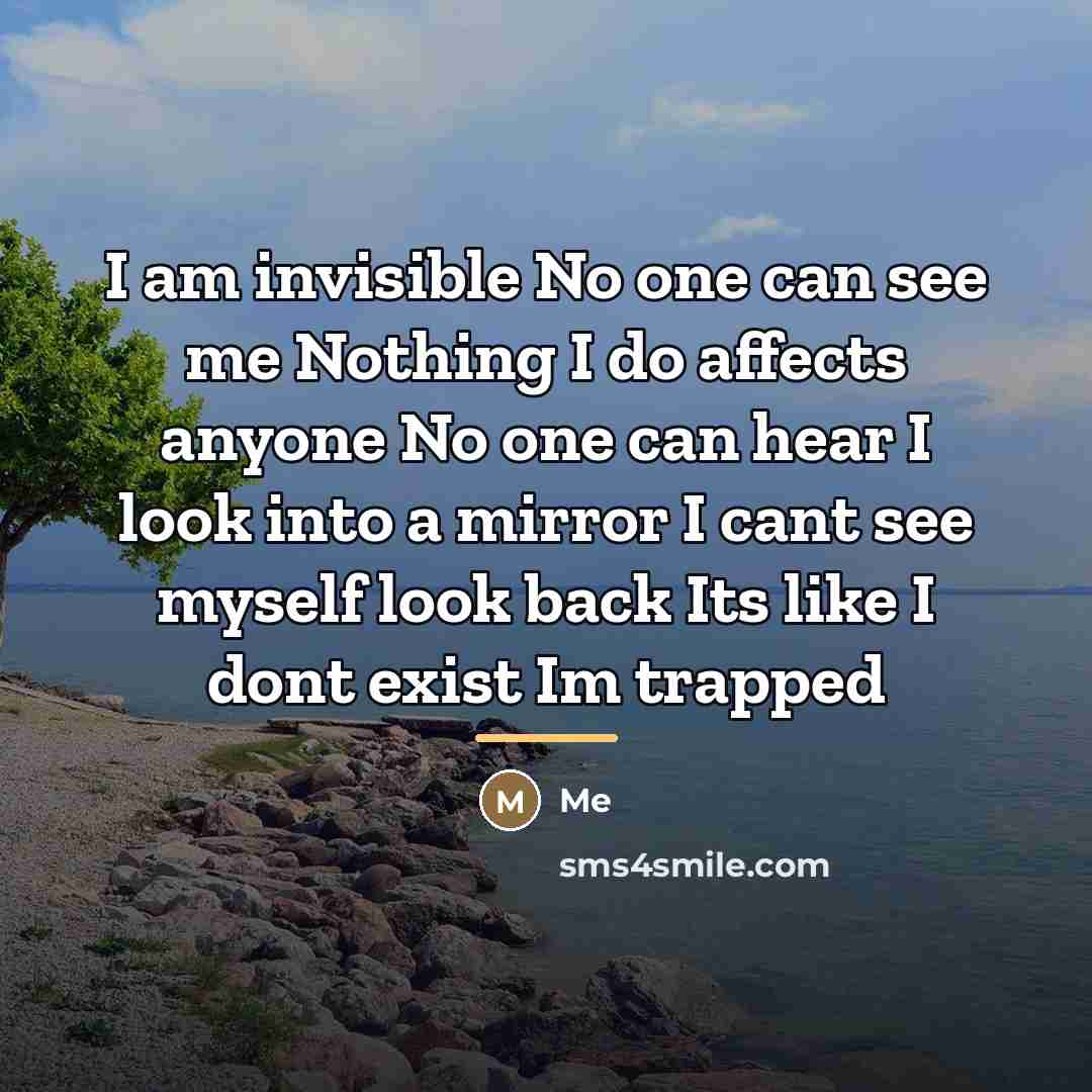 “I am invisible No one can see me Nothing I…” quote by Me
