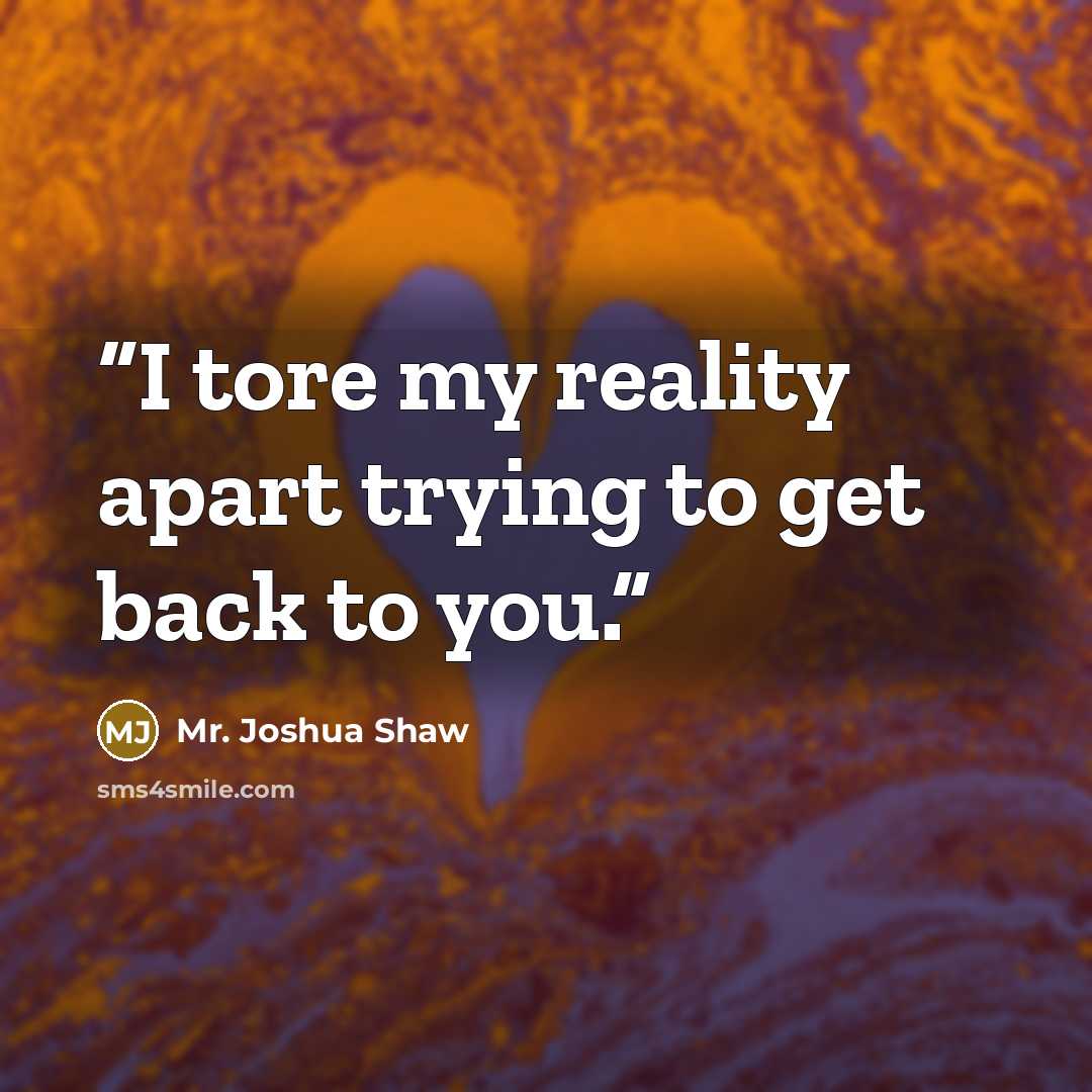 “I tore my reality apart trying to get back to you.” quote by Mr. Joshua Shaw