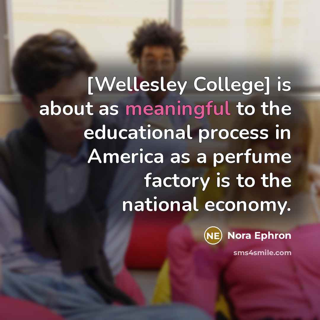 “[Wellesley College] is about as meaningful to the educational process…” quote by Nora Ephron