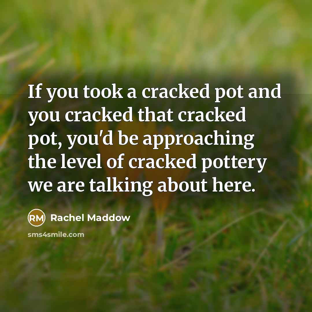 “If you took a cracked pot and you cracked that…” quote by Rachel Maddow