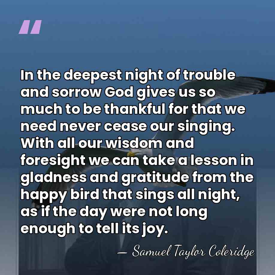 In the deepest night of trouble and sorrow God gives us so&hellip; - Samuel Taylor Coleridge