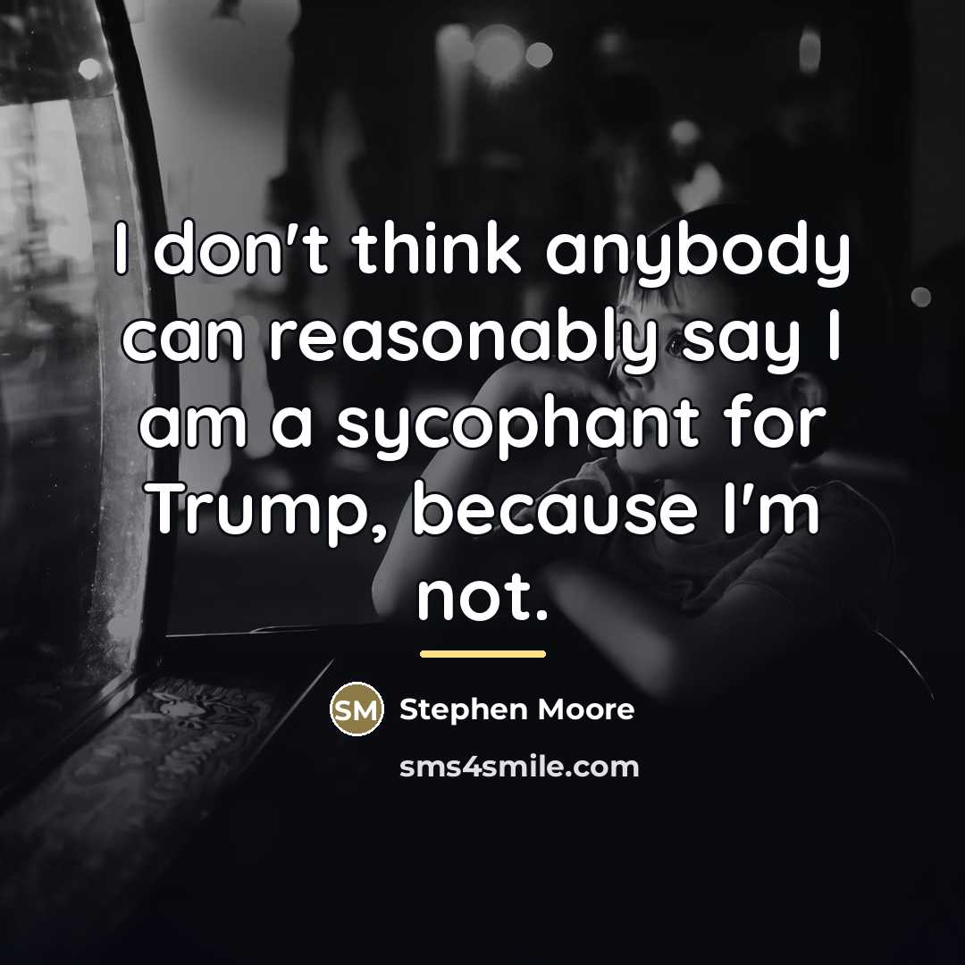 “I don't think anybody can reasonably say I am a…” quote by Stephen Moore