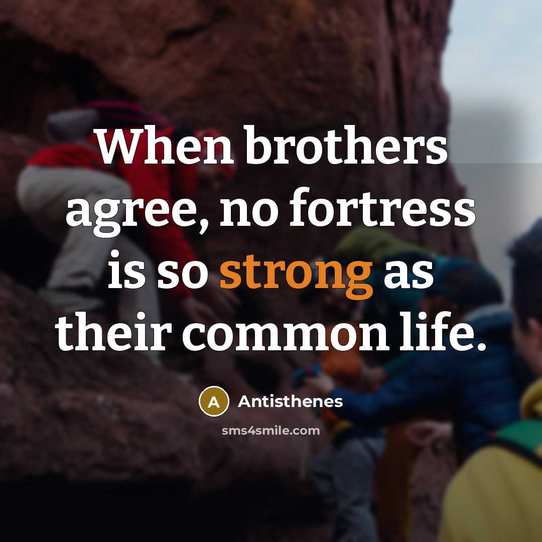 “When brothers agree, no fortress is so strong as their…” quote by Antisthenes