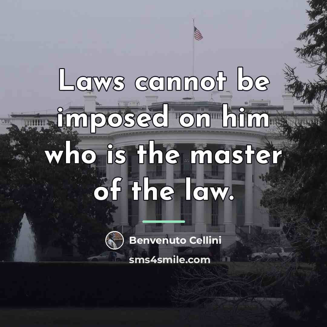 “Laws cannot be imposed on him who is the master…” quote by Benvenuto Cellini