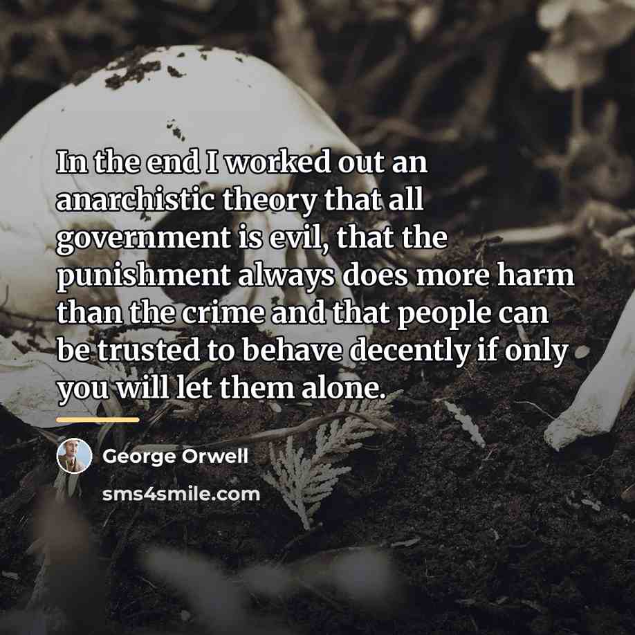 “In the end I worked out an anarchistic theory that…” quote by George Orwell