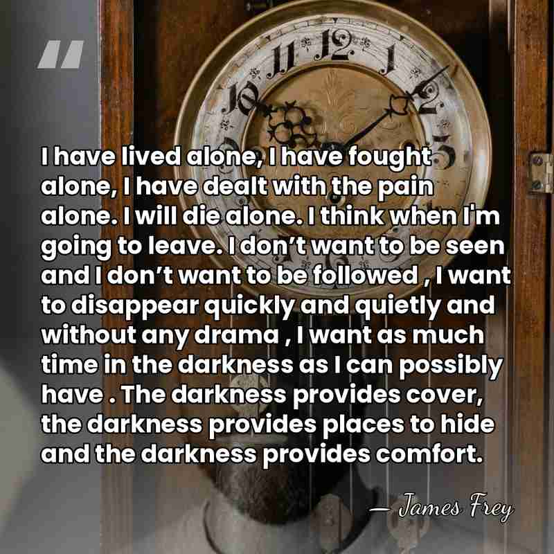 I have lived alone, I have fought alone, I have dealt with&hellip; - James Frey