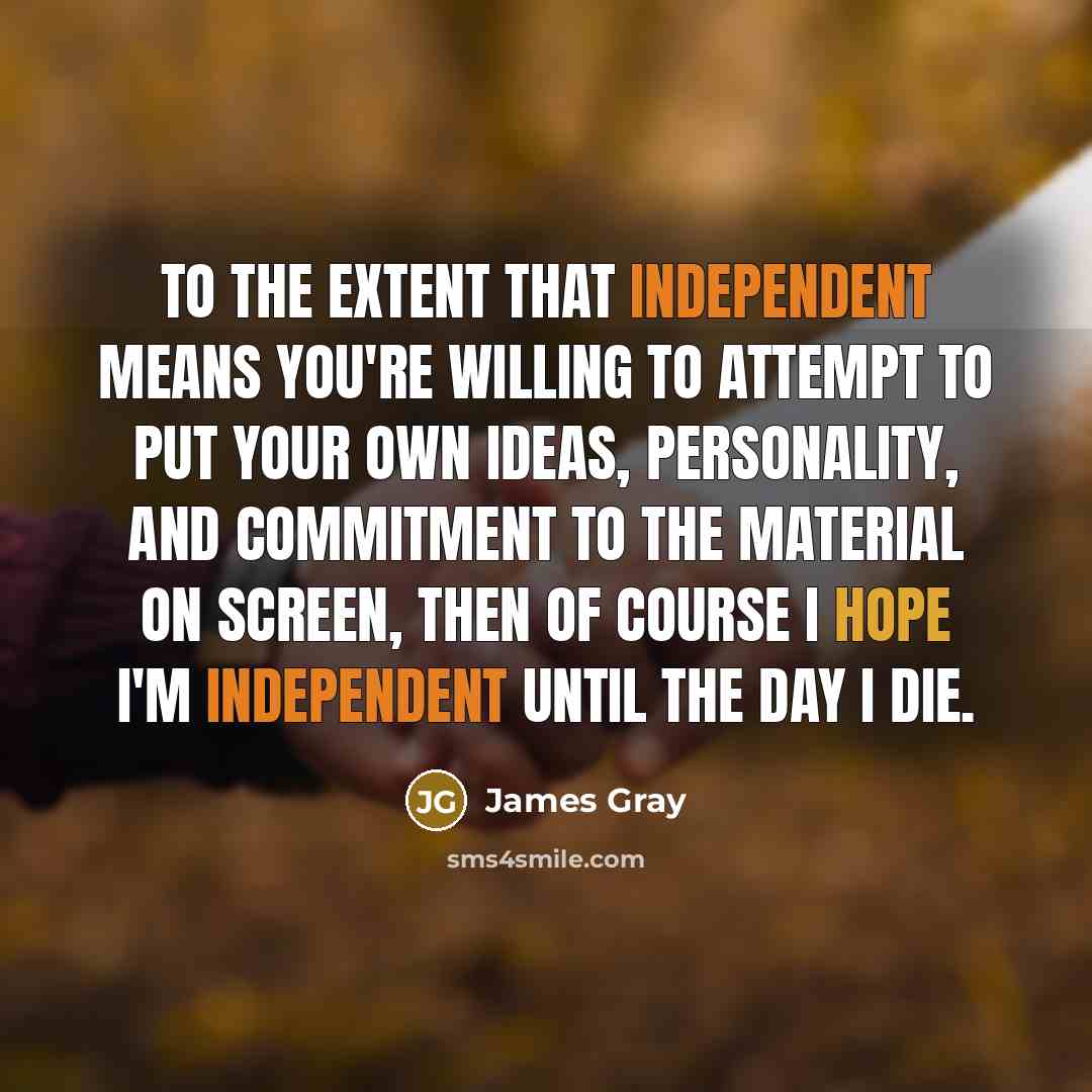 “To the extent that independent means you're willing to attempt…” quote by James Gray
