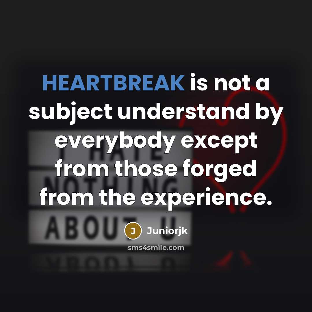 “HEARTBREAK is not a subject understand by everybody except from…” quote by Juniorjk