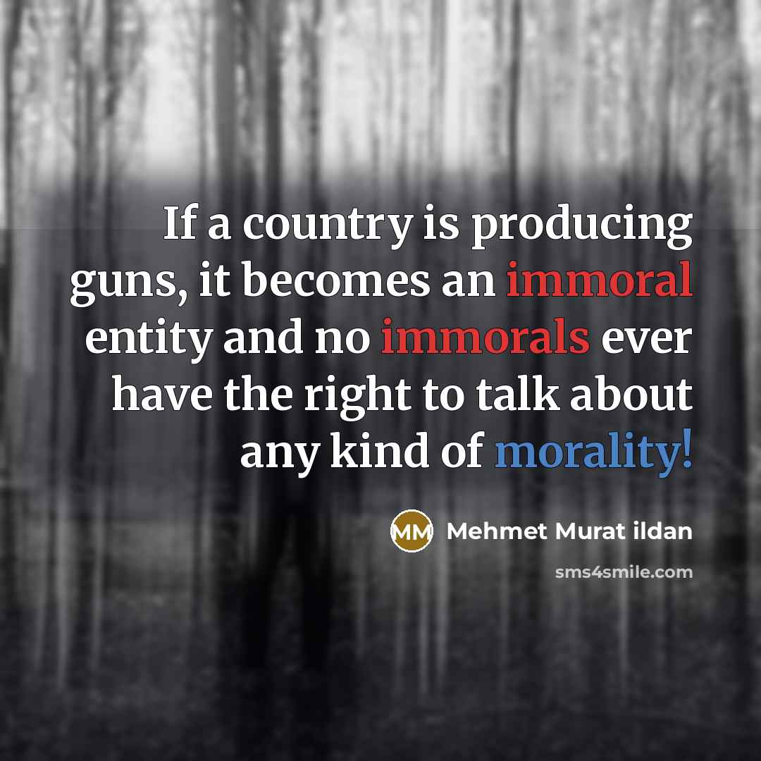 “If a country is producing guns, it becomes an immoral…” quote by Mehmet Murat Ildan