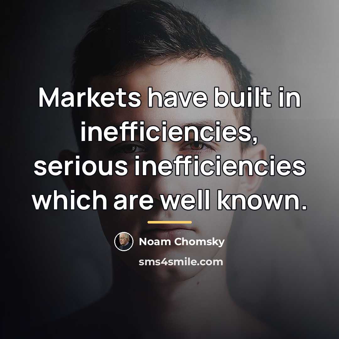 “Markets have built in inefficiencies, serious inefficiencies which are well…” quote by Noam Chomsky