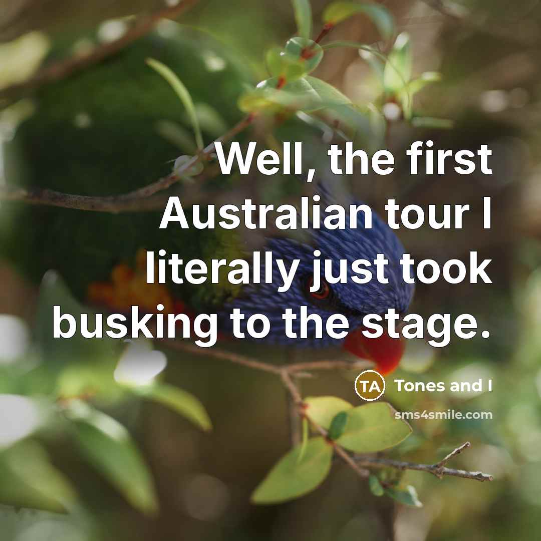 “Well, the first Australian tour I literally just took busking…” quote by Tones and I