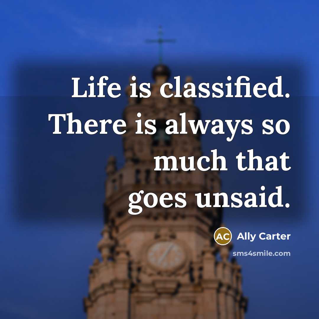“Life is classified. There is always so much that goes unsaid.” quote by Ally Carter