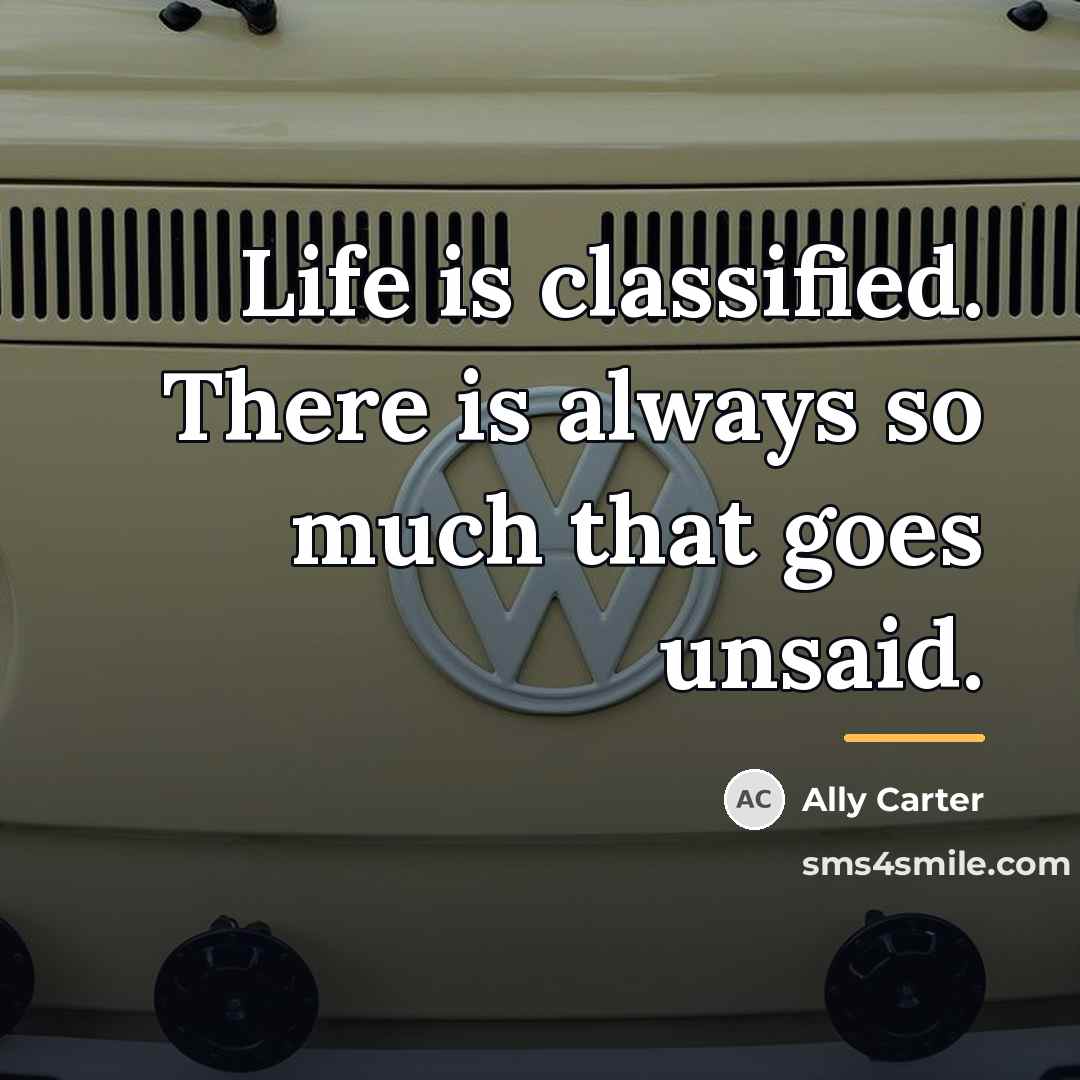 “Life is classified. There is always so much that goes…” quote by Ally Carter