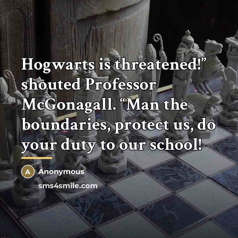 “Hogwarts is threatened!” shouted Professor McGonagall. “Man the boundaries, protect…” quote by Anonymous