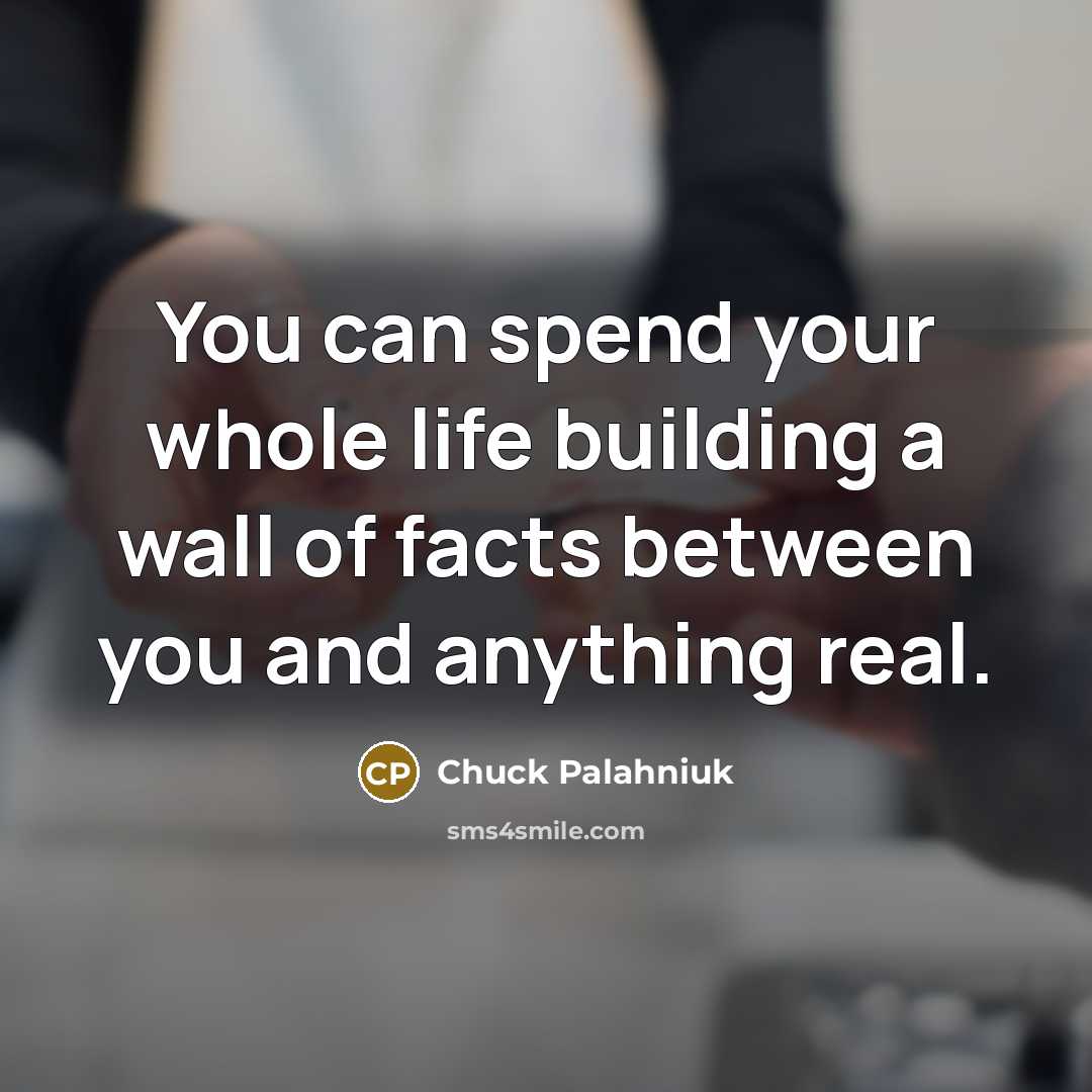 “You can spend your whole life building a wall of…” quote by Chuck Palahniuk