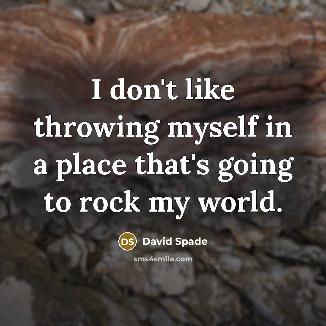 “I don't like throwing myself in a place that's going to rock my world.” quote by David Spade