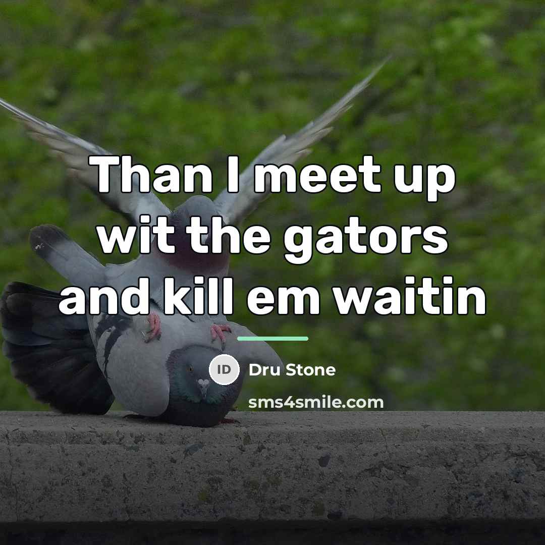 “Than I meet up wit the gators and kill em…” quote by Dru Stone