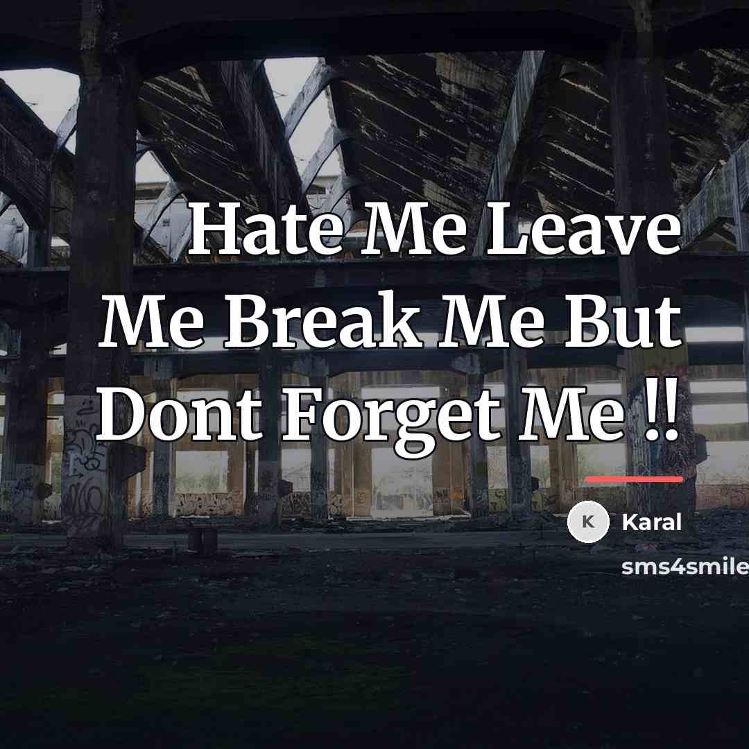“Hate Me Leave Me Break Me But Dont Forget Me…” quote by Karal