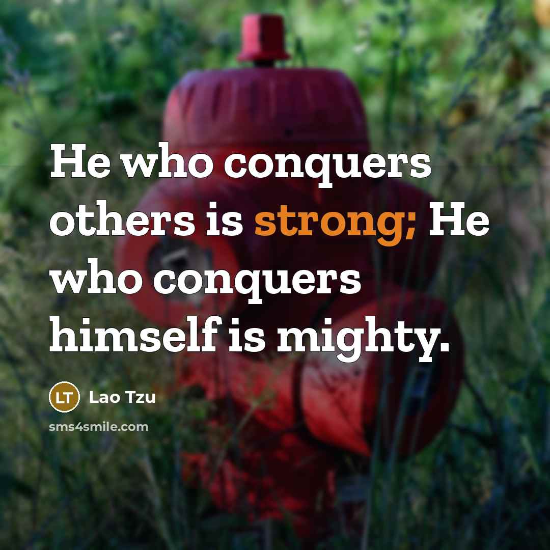 “He who conquers others is strong; He who conquers himself…” quote by Lao Tzu