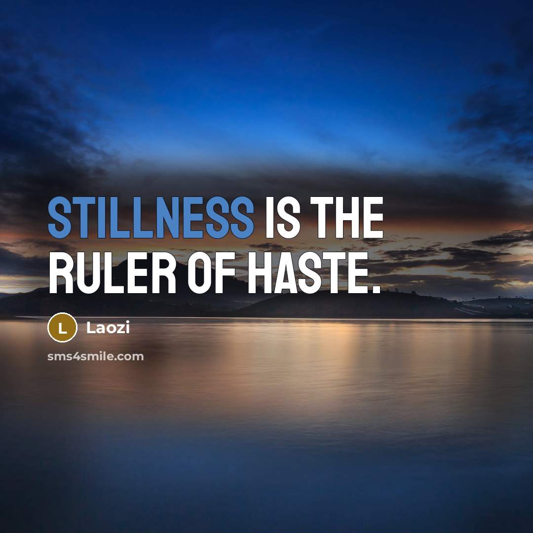 “Stillness is the ruler of haste.…” quote by Laozi