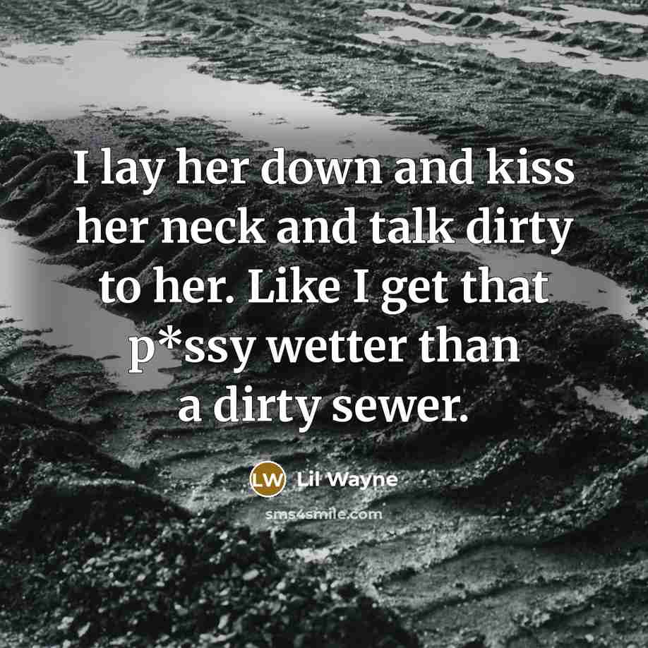 “I lay her down and kiss her neck and talk dirty to her. Like I get that p*ssy wetter than a dirty sewer.” quote by Lil Wayne