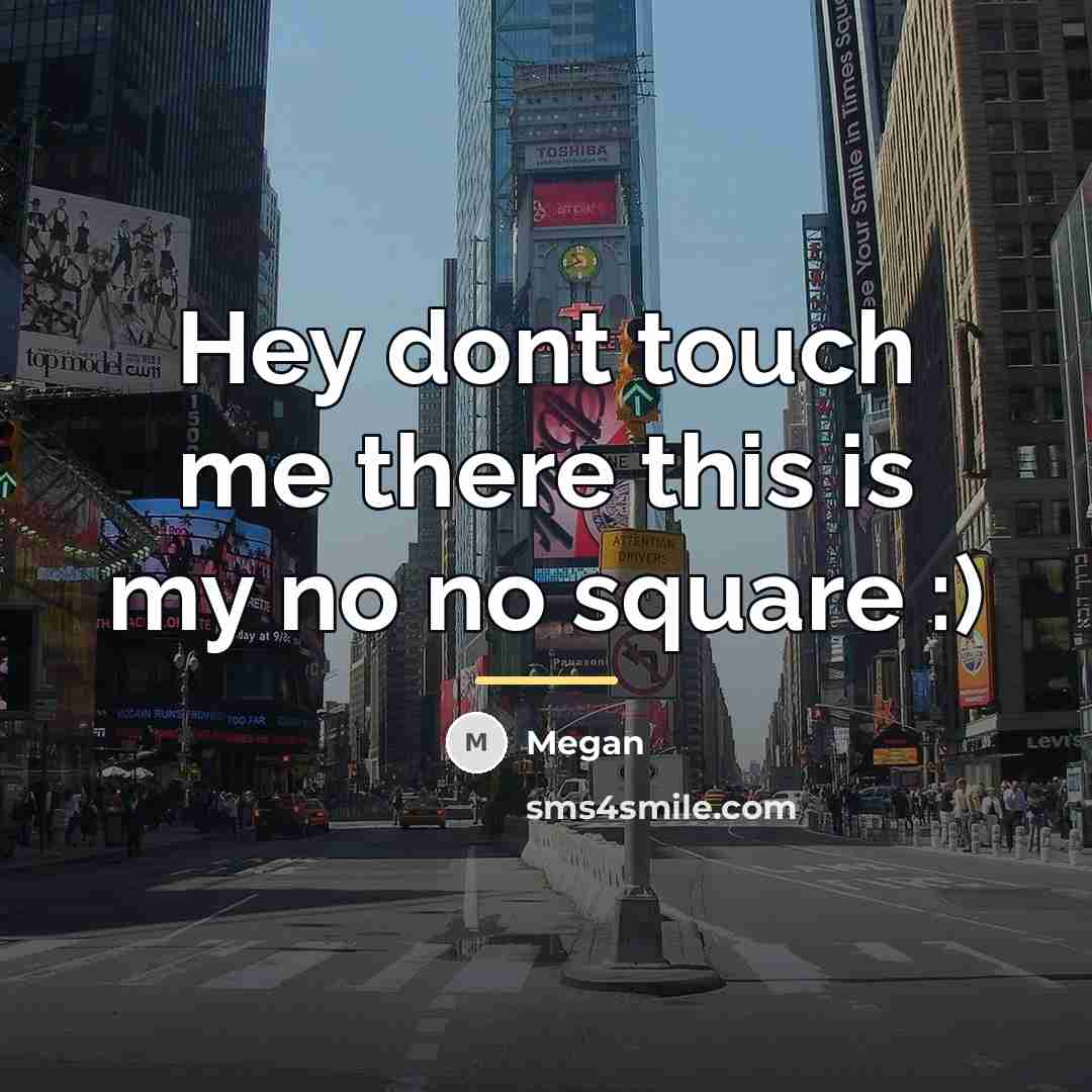 “Hey dont touch me there this is my no no…” quote by Megan