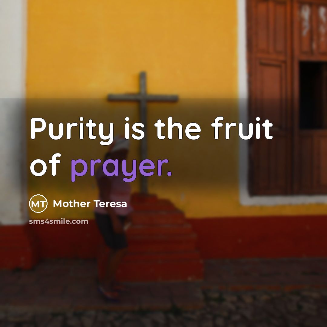 “Purity is the fruit of prayer.…” quote by Mother Teresa