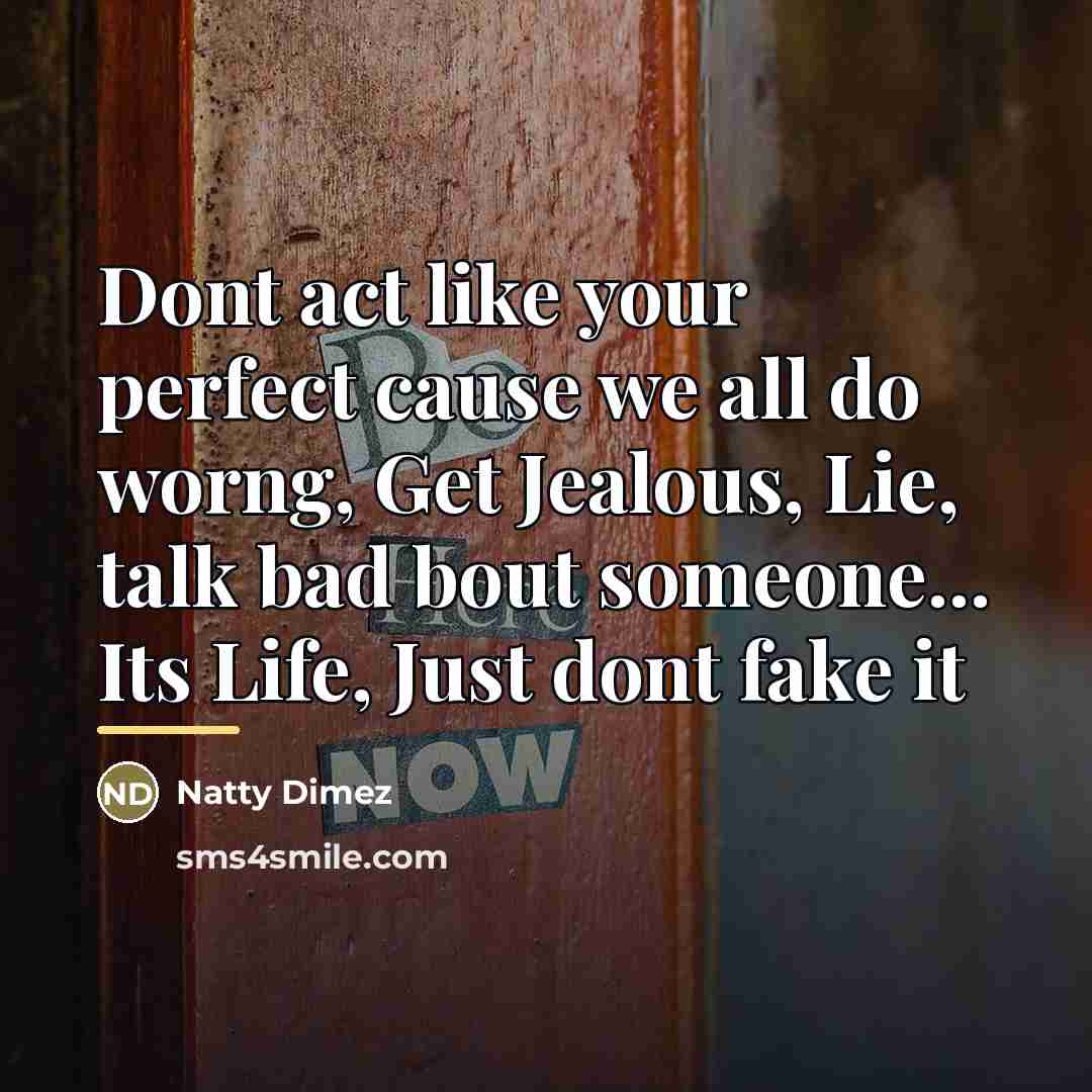 “Dont act like your perfect cause we all do worng,…” quote by Natty Dimez