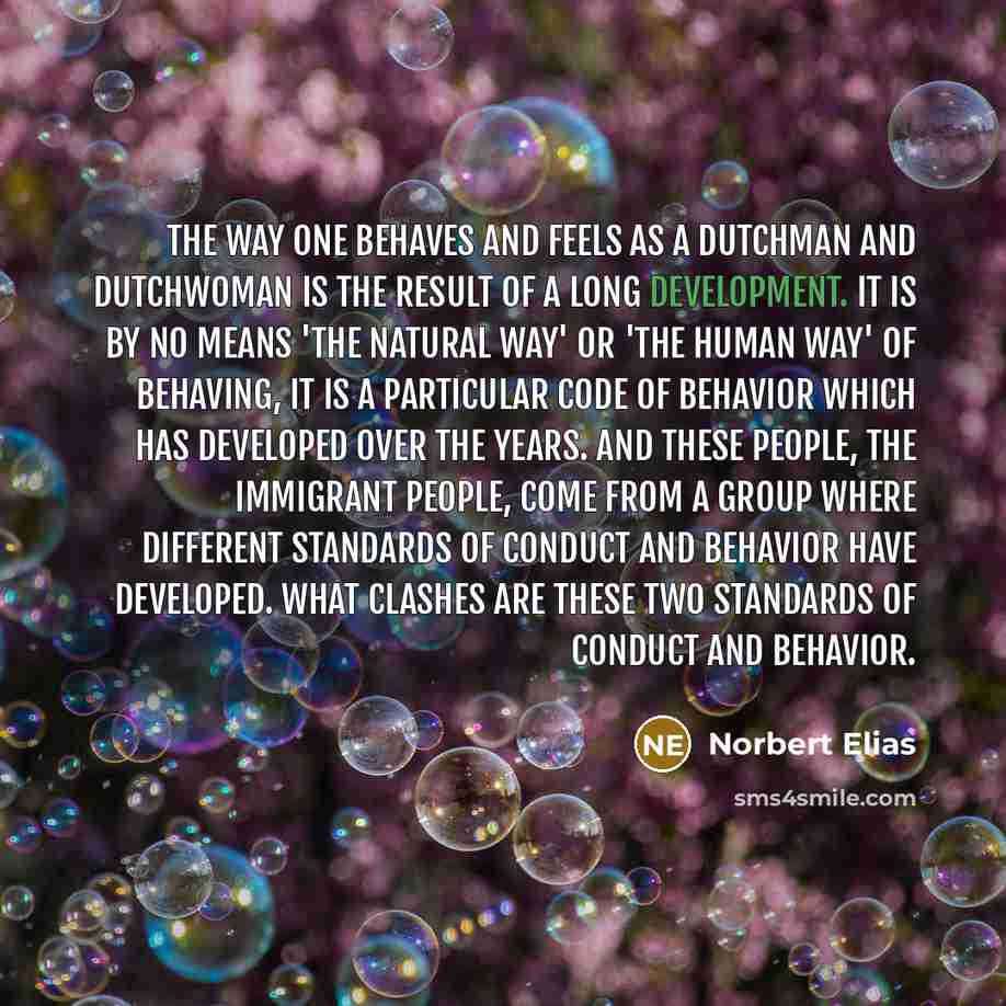 “The way one behaves and feels as a Dutchman and…” quote by Norbert Elias