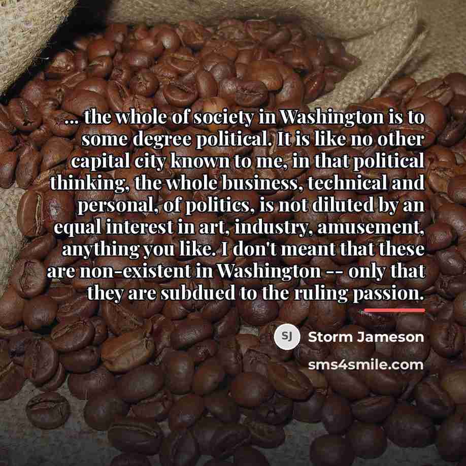 “... the whole of society in Washington is to some…” quote by Storm Jameson