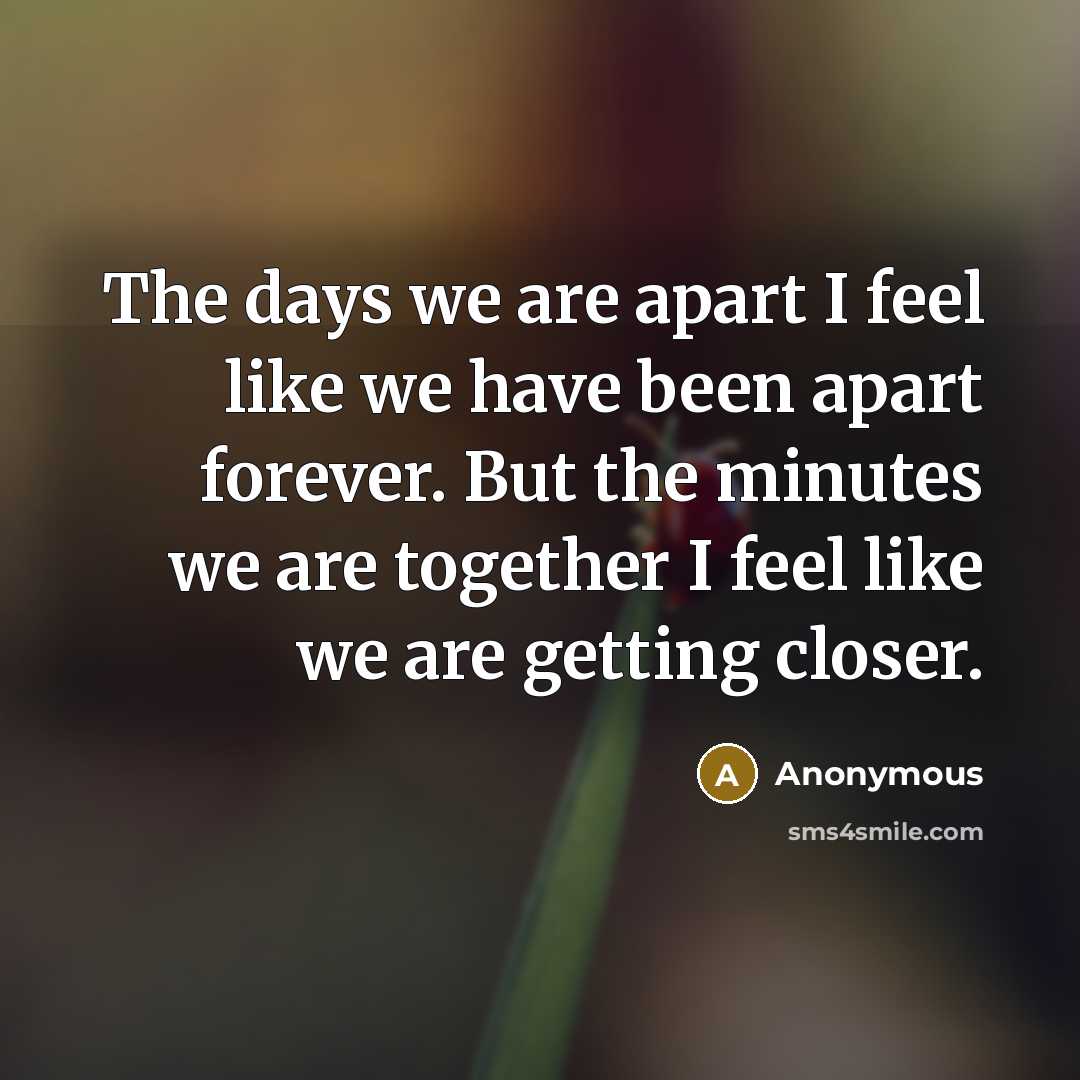 “The days we are apart I feel like we have…” quote by Anonymous
