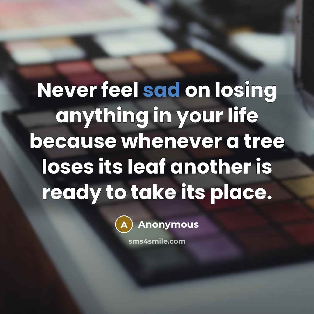 “Never feel sad on losing anything in your life because…” quote by Anonymous