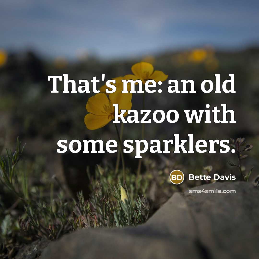 “That's me: an old kazoo with some sparklers.…” quote by Bette Davis