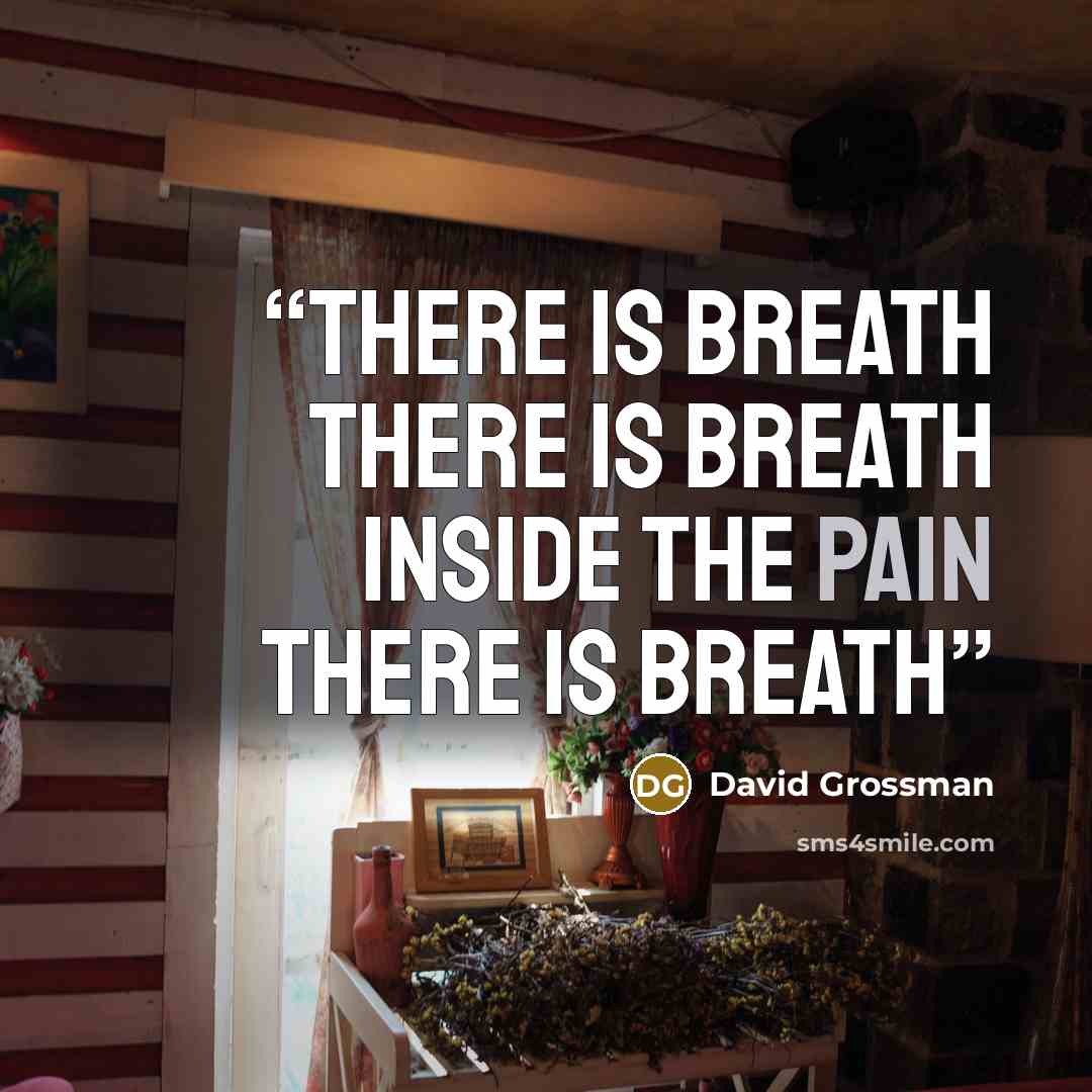 “There is breath there is breath inside the pain there is breath” quote by David Grossman